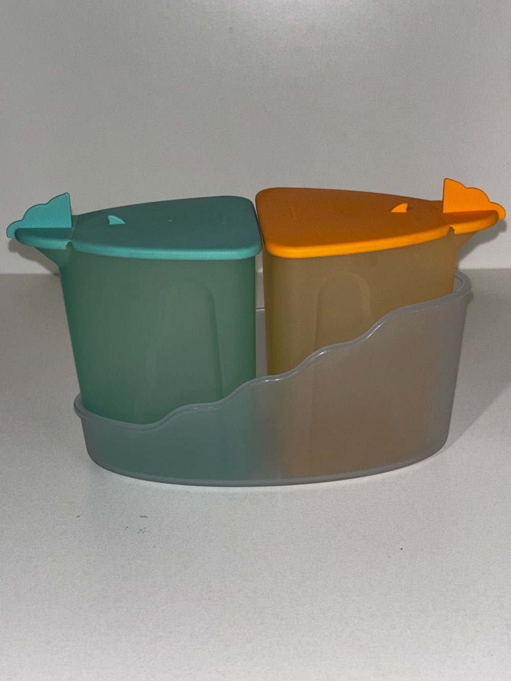 Tupperware vintage 90s Impressions orange and turquoise sugar and creamer set